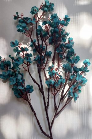 teal blue faux flower 1 stem