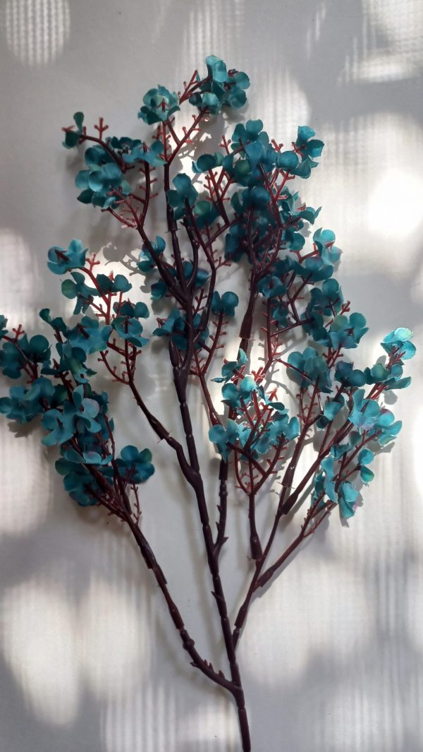 teal blue faux flower 1 stem